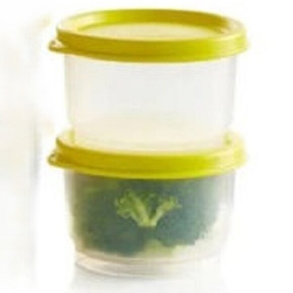 Tupperware 4 Ounce Snack Cups Set of 2 with Yellow Green Seals 4oz Lunch Box Set - Picture 3 of 10